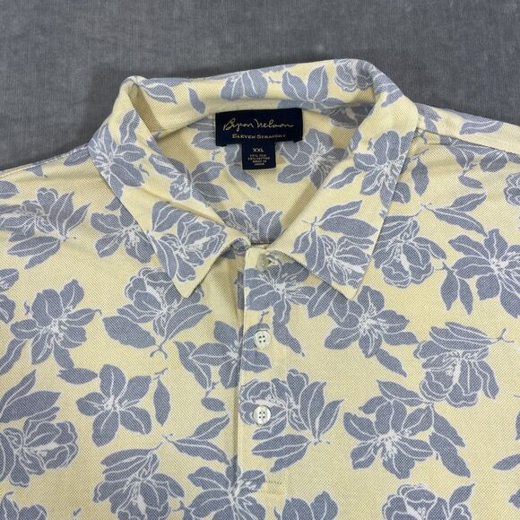 Byron Nelson Eleven Straight Men XXL‎ Yellow & Blue Floral Golf Polo Shirt - Picture 2 of 6